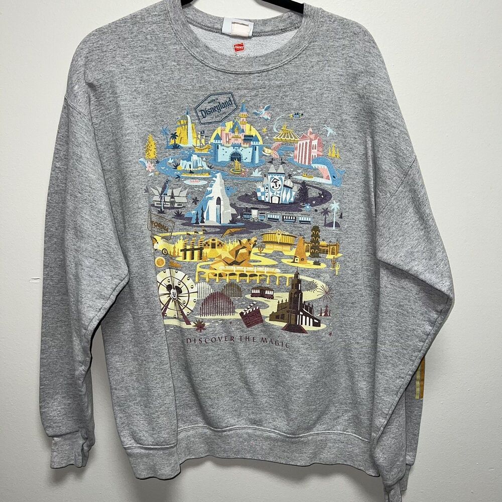 Disney Parks Disneyland California Adventure retro crewneck adult large grey